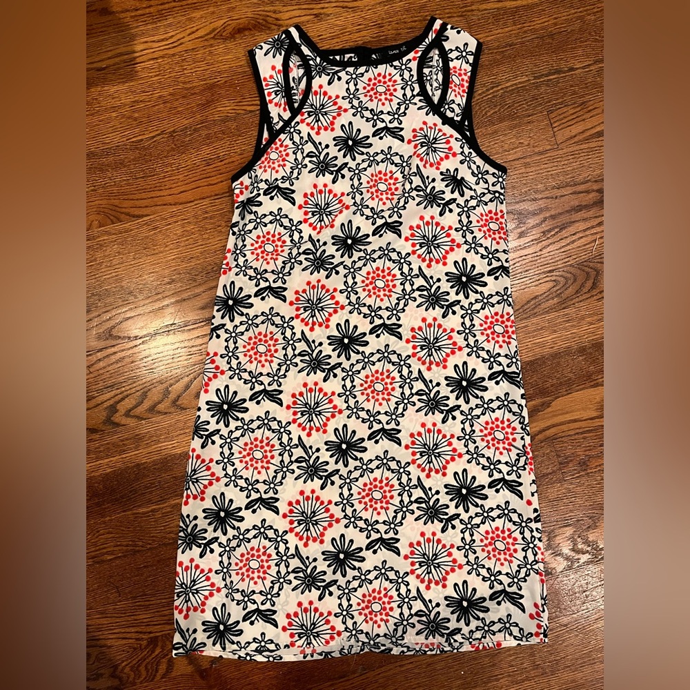 White, black and orange dress
